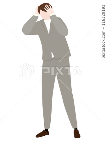 向量圖的一個商人抱著他的頭 116329193