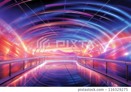an abstract observation deck with a view of futuristic colors in space and unreal landscapes, colorful background with lights an abstract observation deck with a view of futuristic colors in space and unreal landscapes, colorful background with lights 116329275