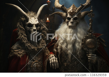 Portrait of Krampus, a monster from a Christmas tale 116329359