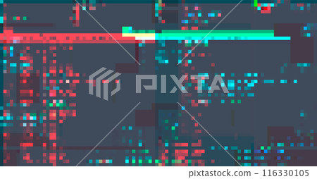 Trendy glitch pattern on dark background. Abstract geometric elements 116330105