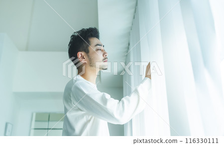 Man waking up in the morning Man waking up in the morning 116330111