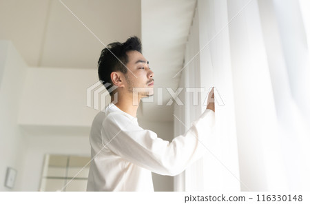 Man waking up in the morning Man waking up in the morning 116330148