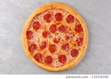 Appetizing Pepperoni Pizza, on a white background, isolate, for a food delivery site, Appetizing Pepperoni Pizza, on a white background, isolate, for a food delivery site, 116330340