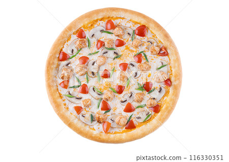 Appetizing Pepperoni Pizza, on a white background, isolate, for a food delivery site, 116330351