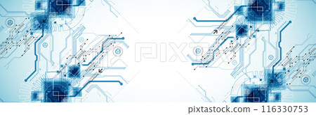 CPU concept. Circuit board. Technology background. Hand drawn vector. 116330753