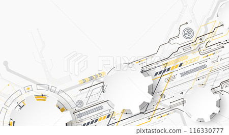 Abstract technology background. Cogwheels ART theme.  Hand drawn Vector illustration 116330777