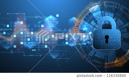Secure digital background. Virtual confidential, programming protection. Hand drawn vector. Secure digital background. Virtual confidential, programming protection. Hand drawn vector. 116330800