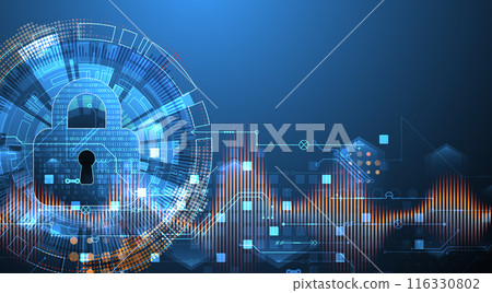 Secure digital background. Virtual confidential, programming protection. Hand drawn vector. Secure digital background. Virtual confidential, programming protection. Hand drawn vector. 116330802