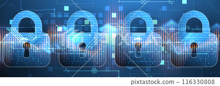 Secure digital background. Virtual confidential, programming protection. Hand drawn vector. Secure digital background. Virtual confidential, programming protection. Hand drawn vector. 116330808