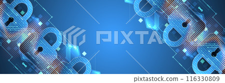 Secure digital background. Virtual confidential, programming protection. Hand drawn vector. Secure digital background. Virtual confidential, programming protection. Hand drawn vector. 116330809
