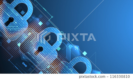 Secure digital background. Virtual confidential, programming protection. Hand drawn vector. Secure digital background. Virtual confidential, programming protection. Hand drawn vector. 116330810