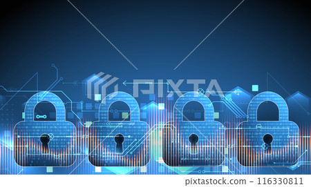 Secure digital background. Virtual confidential, programming protection. Hand drawn vector. Secure digital background. Virtual confidential, programming protection. Hand drawn vector. 116330811