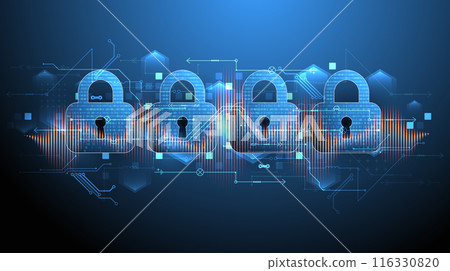 Secure digital background. Virtual confidential, programming protection. Hand drawn vector. Secure digital background. Virtual confidential, programming protection. Hand drawn vector. 116330820