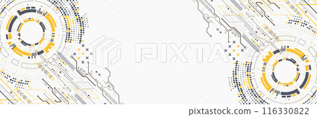 Scientific and technological concept with the use of technical elements formed in the shape of a circle. Vector illustration. 116330822