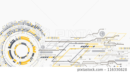Scientific and technological concept with the use of technical elements formed in the shape of a circle. Vector illustration. 116330828