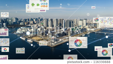 City and digital data: Horizontal visuals for banners and advertisements 116330888