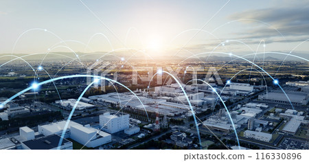 Industrial area and communication network Horizontal visual for banners and advertisements 116330896