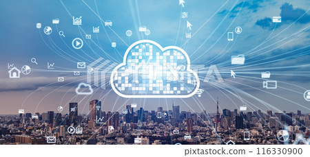 City and Cloud: Horizontal visual for banners and advertisements City and Cloud: Horizontal visual for banners and advertisements 116330900