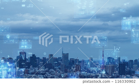 城市和數字技術橫幅和廣告的水平視覺效果 城市和數字技術橫幅和廣告的水平視覺效果 116330902