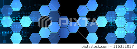 Hexagons on gradient color background. Hi-tech digital technology concept. Vector 116331037