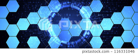 Hexagons on gradient color background. Hi-tech digital technology concept. Vector 116331046