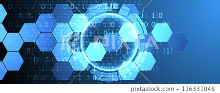 Hexagons on gradient color background. Hi-tech digital technology concept. Vector 116331048