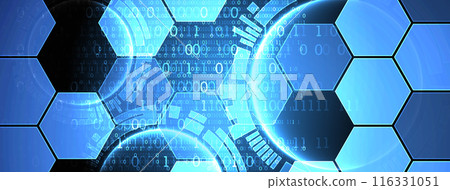 Hexagons on gradient color background. Hi-tech digital technology concept. Vector Hexagons on gradient color background. Hi-tech digital technology concept. Vector 116331051