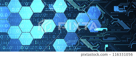 Hexagons on gradient color background. Hi-tech digital technology concept. Vector Hexagons on gradient color background. Hi-tech digital technology concept. Vector 116331056