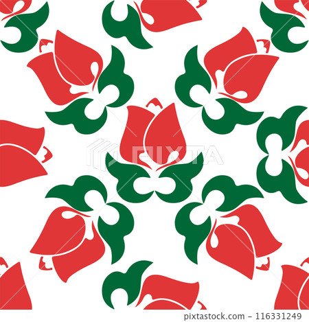Floral pattern Tatar Native Ornamental border with tulips. Culture of the Tatar people, symbols of green and red Floral pattern Tatar Native Ornamental border with tulips. Culture of the Tatar people, symbols of green and red 116331249