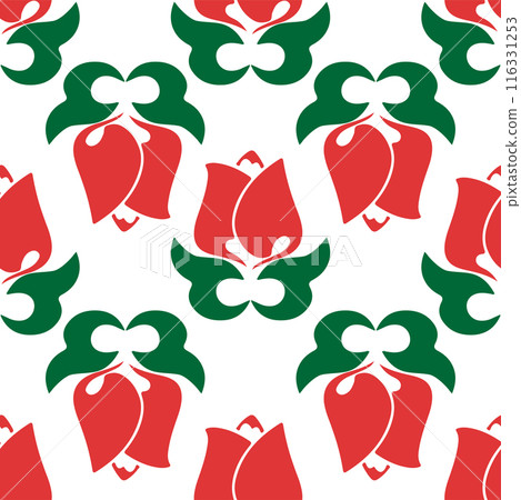 Floral pattern Tatar Native Ornamental border with tulips. Culture of the Tatar people, symbols of green and red 116331253
