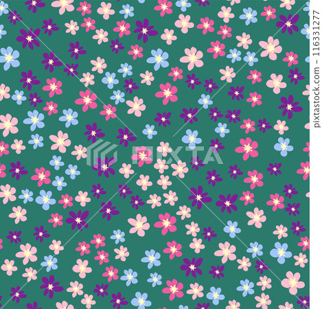 Ditsy floral seamless pattern. Flowers and stars pattern, lavender and pink 116331277