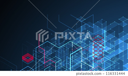 Isometric big data processing concept, cloud database. Abstract technology background. Vector illustration Isometric big data processing concept, cloud database. Abstract technology background. Vector illustration 116331444