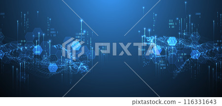 Big Data. Abstract digital futuristic vector illustration on technology background. Data mining and management concept. Hand drawn art. 116331643