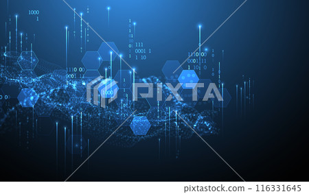 Big Data. Abstract digital futuristic vector illustration on technology background. Data mining and management concept. Hand drawn art. 116331645