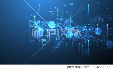Big Data. Abstract digital futuristic vector illustration on technology background. Data mining and management concept. Hand drawn art. Big Data. Abstract digital futuristic vector illustration on technology background. Data mining and management concept. Hand drawn art. 116331647
