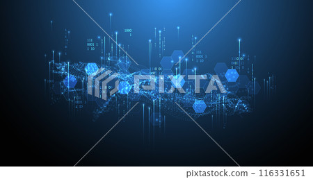 Big Data. Abstract digital futuristic vector illustration on technology background. Data mining and management concept. Hand drawn art. Big Data. Abstract digital futuristic vector illustration on technology background. Data mining and management concept. Hand drawn art. 116331651