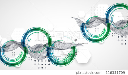 Wireframe concept. Abstract technology  futuristic vector background. Hand drawn art. 116331709