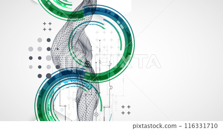 Wireframe concept. Abstract technology  futuristic vector background. Hand drawn art. 116331710