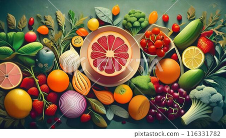 什錦蔬菜和水果 116331782