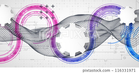 Wireframe concept. Abstract technology  futuristic vector background. Hand drawn art. 116331971
