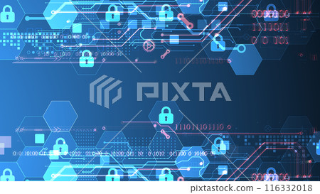 Secure digital background. Virtual confidential, programming protection. Hand drawn vector. 116332018