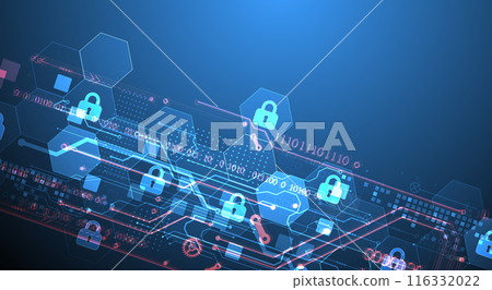 Secure digital background. Virtual confidential, programming protection. Hand drawn vector. Secure digital background. Virtual confidential, programming protection. Hand drawn vector. 116332022