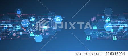 Secure digital background. Virtual confidential, programming protection. Hand drawn vector. Secure digital background. Virtual confidential, programming protection. Hand drawn vector. 116332034