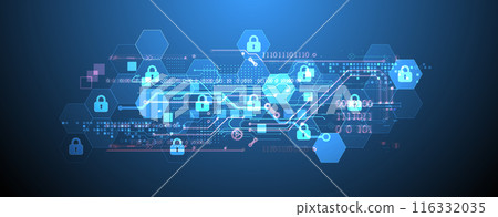 Secure digital background. Virtual confidential, programming protection. Hand drawn vector. Secure digital background. Virtual confidential, programming protection. Hand drawn vector. 116332035