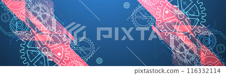 Abstract  technological background  with glowing cogwheels. Vector 116332114
