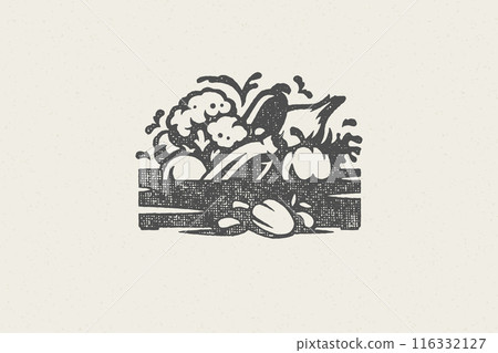 Bunch of various natural fresh vegetables silhouettes for grocery and food farmers market 116332127