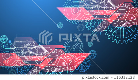 Abstract  technological background  with glowing cogwheels. Vector 116332128