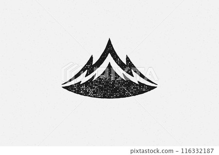 Silhouette mountain range and ravine as symbol of nature exploration hand drawn stamp effect vector illustration Silhouette mountain range and ravine as symbol of nature exploration hand drawn stamp effect vector illustration 116332187