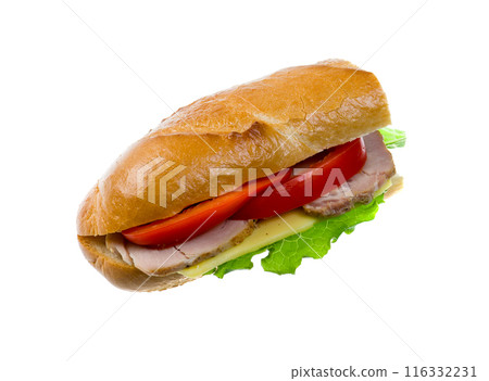 sandwiches with vegetable and ham 116332231