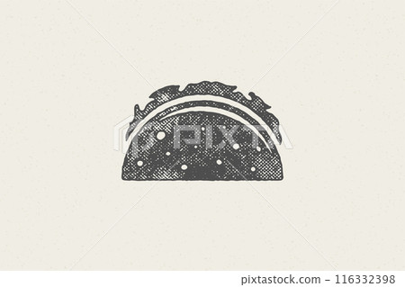 Mexican taco silhouette for street fast food design hand drawn stamp effect vector illustration. Mexican taco silhouette for street fast food design hand drawn stamp effect vector illustration. 116332398